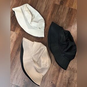 Stylish Bucket Hat Set in Black, Beige, and Cream